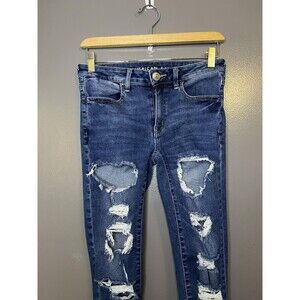 American Eagle Outfitters Jeans Womens 6 Medium Wash Jegging Crop Distressed